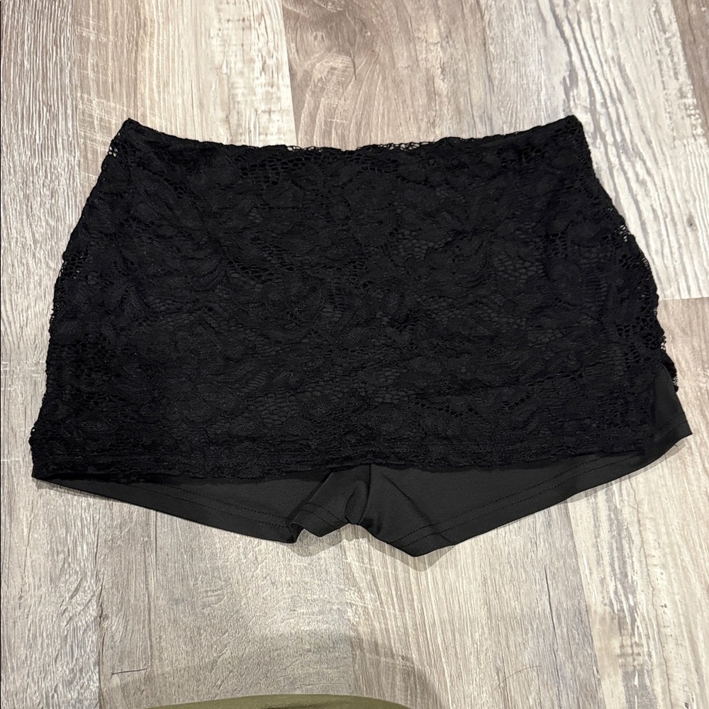Black Lace Layered Women's Shorts